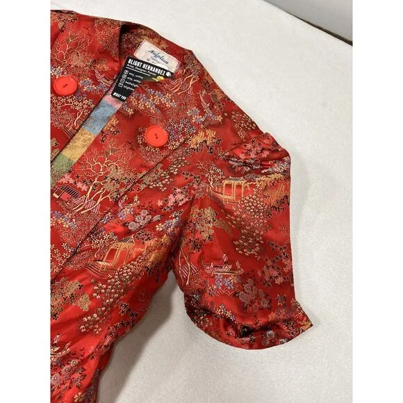 Blight Hernandez One-of-One Vintage Naplian Red Brocade Art Jacket Sz 12 - Picture 6 of 13